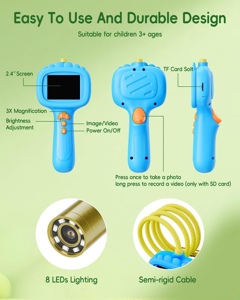 Ashfly Borescope Snake Camera with Light for Kids, Outdoor Educational STEM Toys, Science Gifts for 5 Year Old Boy, Camping Nature Activities, Best Birthday Gift for Boys, Girls Ages 4,5,6,7,8,9,10(Blue) - Image 3